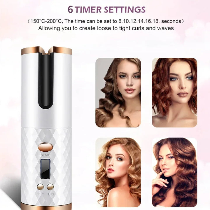 Automatic Hair Culers 3 Color Option USB Charging Portable Wireless Rotate Hair Curler Auto Hair Curling Iron Anti Scalding