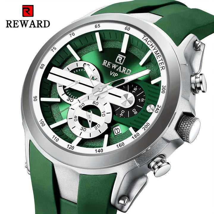 REWARD Men Watch Top Brand Luxury Chronograph Quartz Mens Watches Green Military Waterproof Wristwatch Relogio Masculino