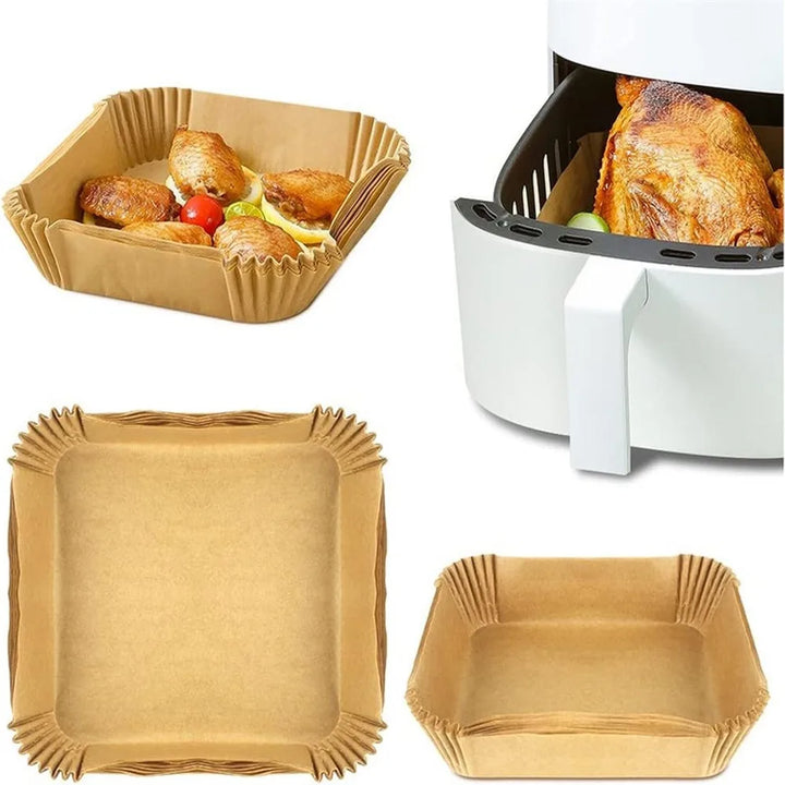 50/100/200pcs Disposable Air Fryer Paper Round/Square Special Paper Food Silicon Oil Paper Air Fryer Liners Baking Paper