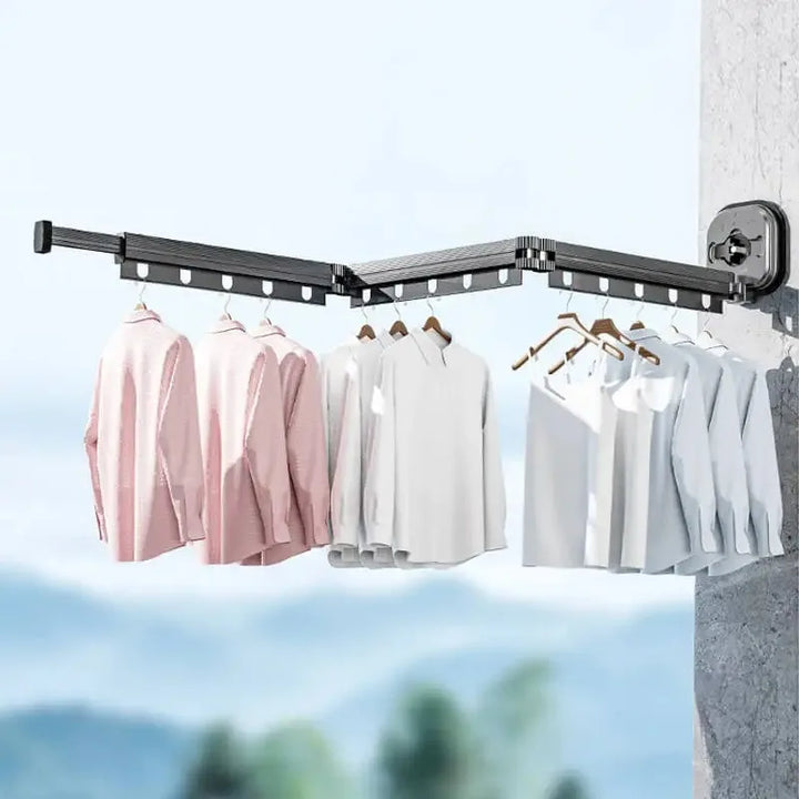 Retractable Clothes Drying Rack Foldable No Punching Wall-Mounted Suction Cup Aluminum Alloy Drying Rack For Bedroom Living Room