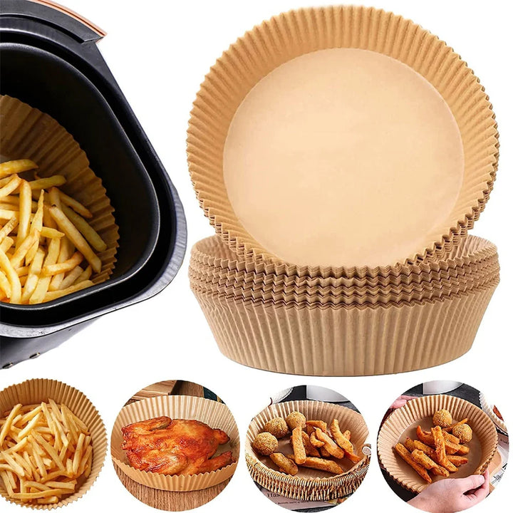 50/100/200pcs Disposable Air Fryer Paper Round/Square Special Paper Food Silicon Oil Paper Air Fryer Liners Baking Paper